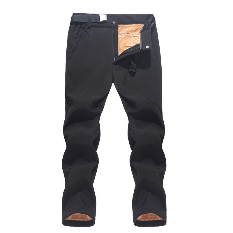 Lambskin Softshell Pants For Men And Women, Couple Style, Winter Long Plush Outdoor Waterproof Windproof Thickened Hiking Softshell Pants - Image 1